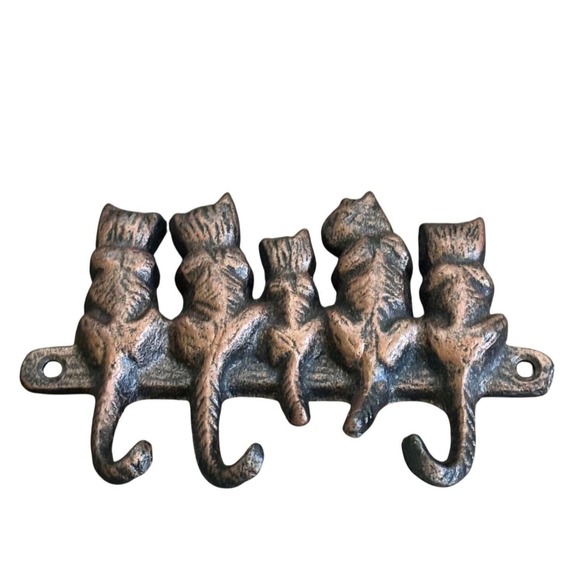 Source Unknown Other - Cats and Kittens Cast Metal Key Hook Wall Mount